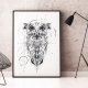 Plakat sowa skandynawska geometria 50x70 B2