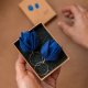 Luksusowy prezent dla kobiety, kobaltowe kolczyki origami, tekstylne TULIPANY na ucho