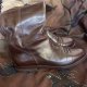 Super Vintage set - 37,5 - made in Italy skórzane oficerki i ręcznie zdobiona chusta