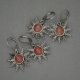 Różowe kolczyki słoneczka kwarc malinowy wire wrapping słońce
