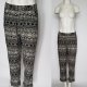 Spodnie damskie boho etniczne czarno-kremowe wzory azteckie z gumką i kieszeniami M / L Hv260