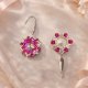 Różowe Wiszące Kolczyki "Crystal Fuchsia" z Kryształków Preciosa