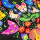 T-shirt damski - Zwierzolub - pieski kotki - wzór folkowy - XL