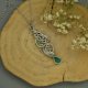 Wisiorek zielony onyks wire wrapping, stal chirurgiczna