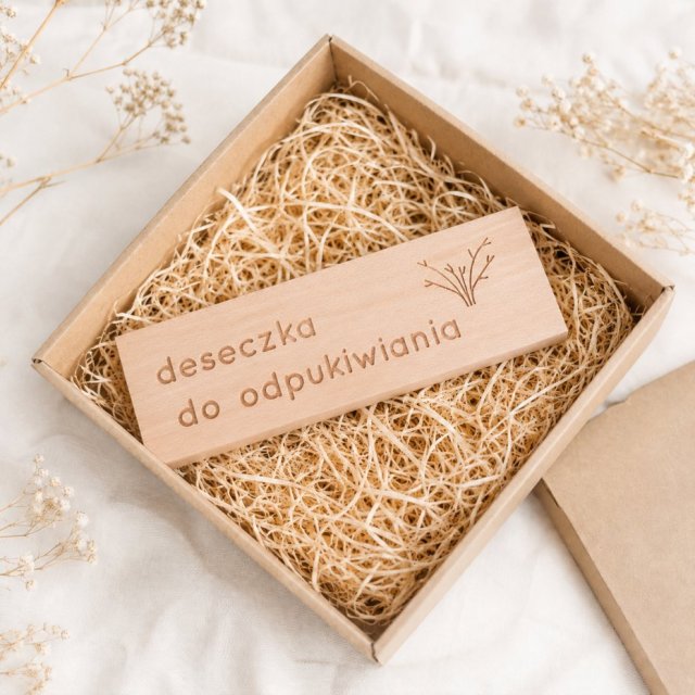 Deseczka do odpukiwania, oryginalny prezent na parapetówkę, na nowy dom, z litego naturalnego drewna, boho, rustykalne dodatki do wnętrz