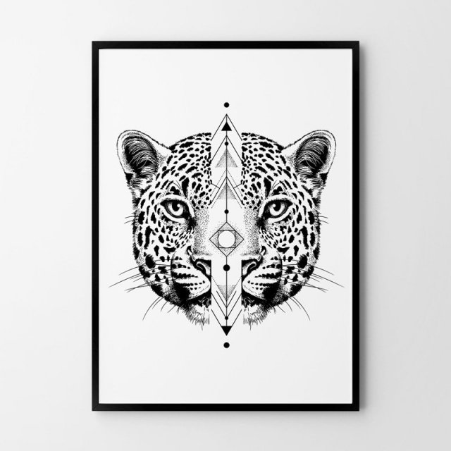 Plakat Skandynawski kot gepard geometryczny 50x70 cm