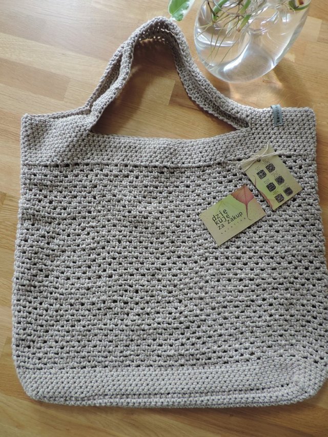 Ekologiczna solidna duża i mocna torba, wykonana na szydełku, na co dzień, na zakupy ...