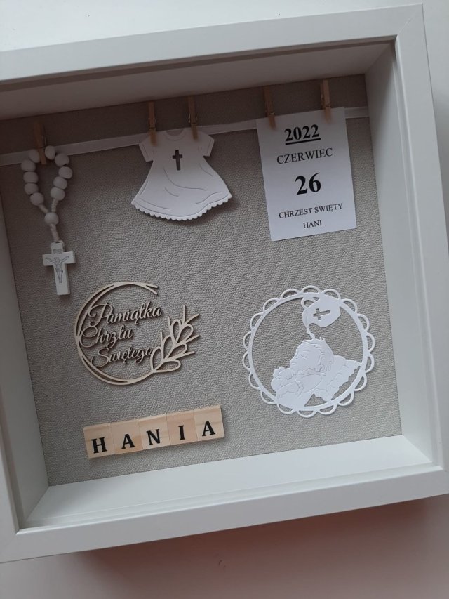 Pamiątka Chrztu Świętego w ramce 3D