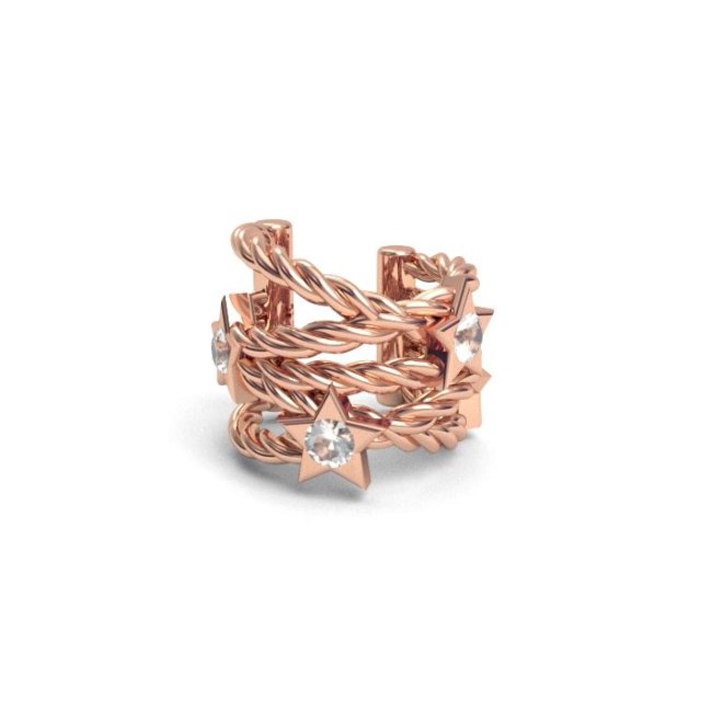 nausznica DIAMOND STARS- różowe złoto 18K