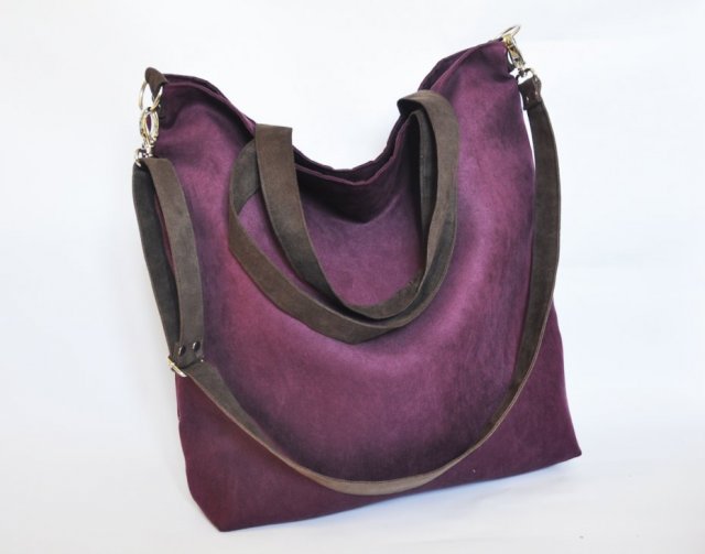 Torba hobo XXL - oberżyna, brąz