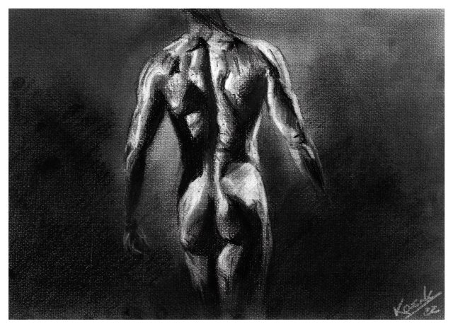 AKT 11 (A4) - rysunek ręcznie wykonany, węgiel drzewny, akt męski, fine art nude