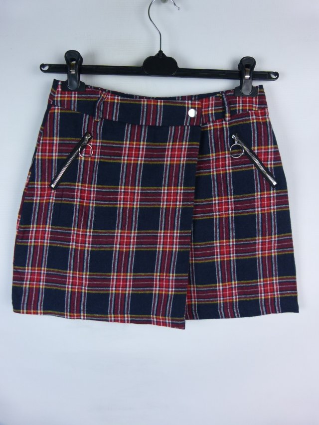 Shein kopertowa spódnica mini krata / S