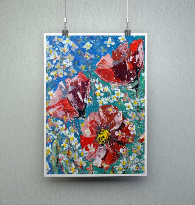 Maki na niebieskim tle - Plakat