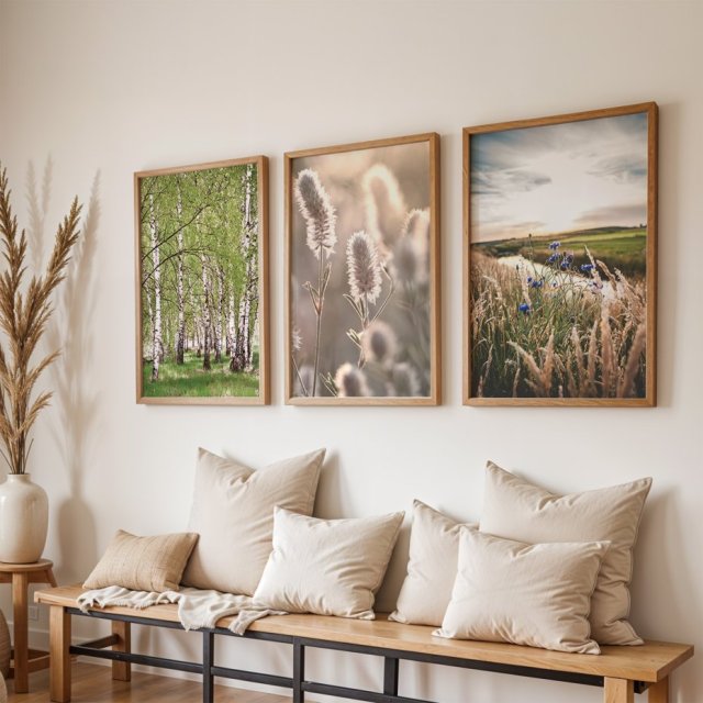 ZESTAW PLAKATÓW 50x70 cm, Natura, brzozy, chabry, trawy  (set216)