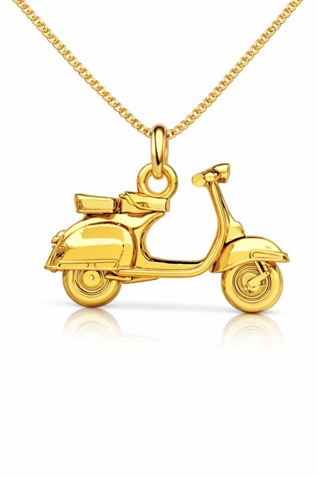 SKUTER VESPA- naszyjnik srebro 925 złocone 24K
