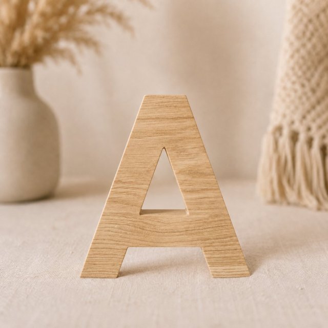 Litera z drewna wysokość 15cm, napisy z drewna, literka drewniana dębowa, naturalne lite Drewno, dąb, dekoracje na ścianę, do postawienia