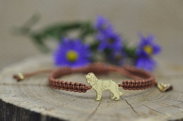 Polski Spaniel myśliwski - bransoletka z psem, srebro 925 pozłacane