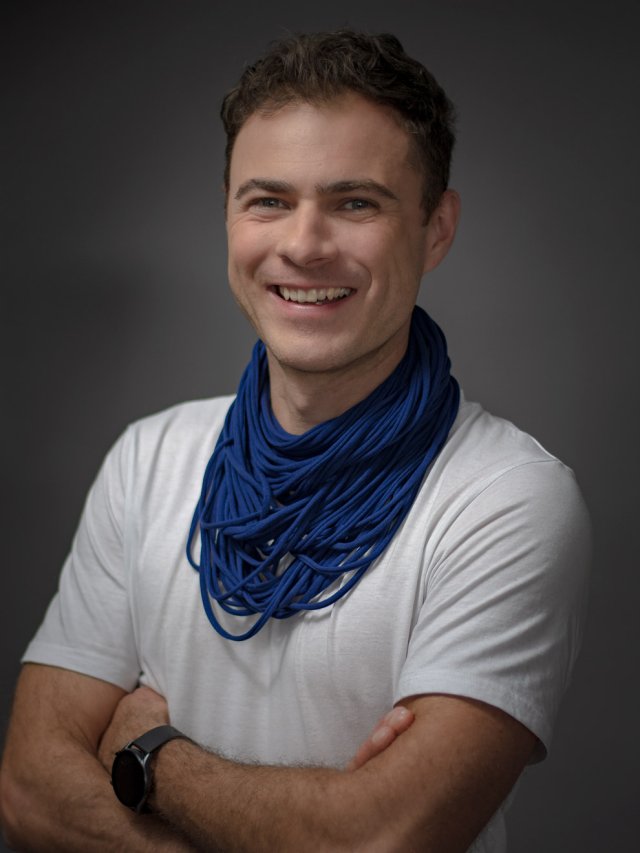 Naszyjnik dzianinowy - granatowy (uniksex)