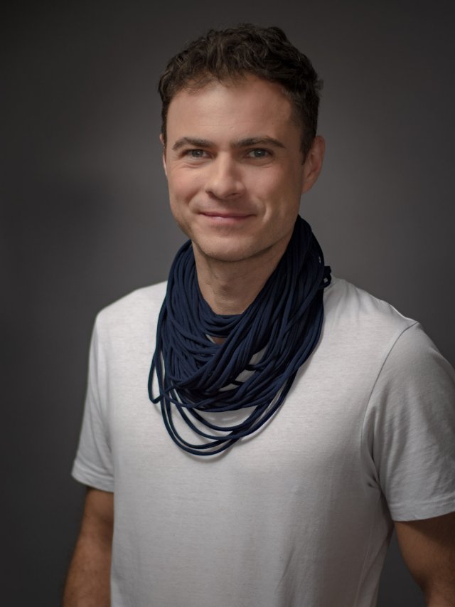Naszyjnik dzianinowy - ciemny granat (uniksex)