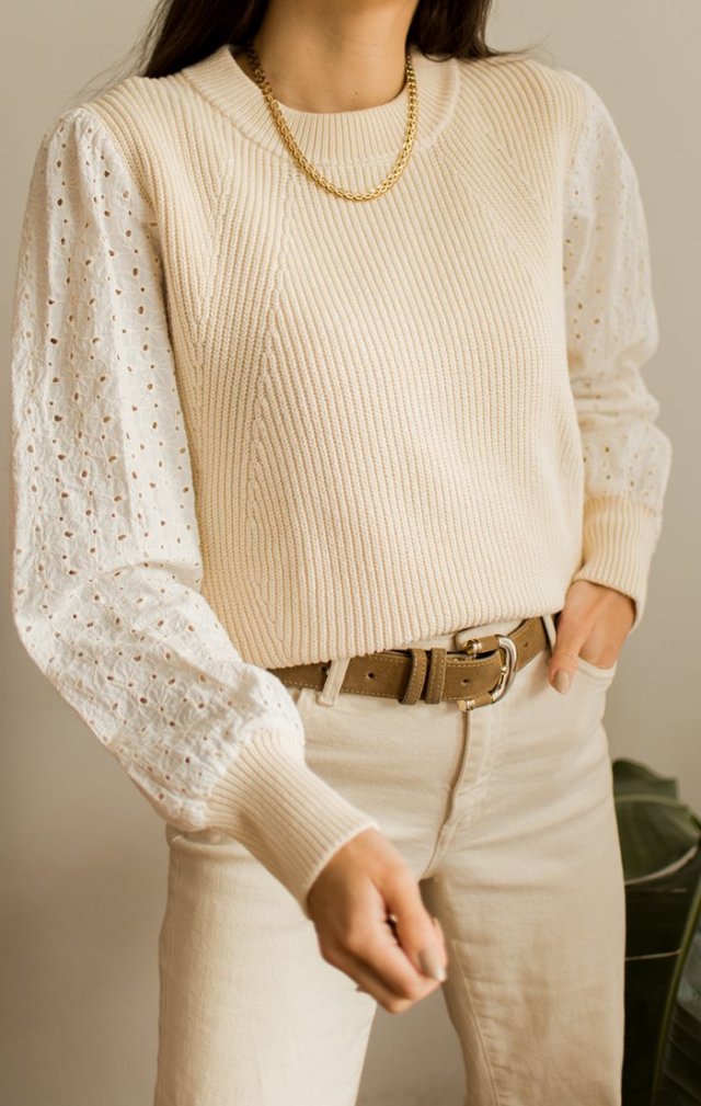 Kremowy sweter L
