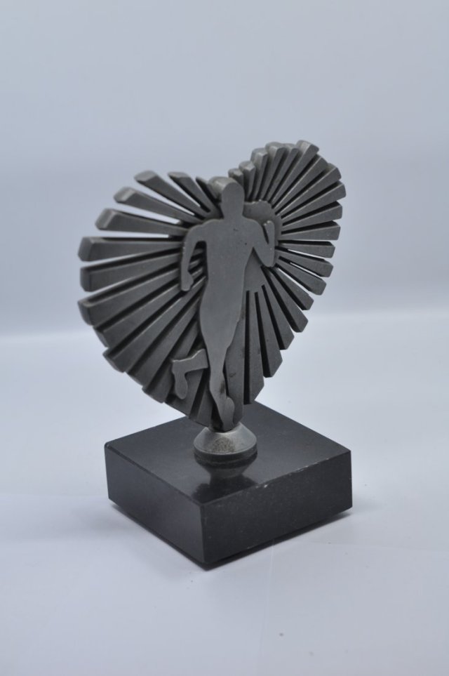 Statuetka biegacza | w stylu art déco | Przycisk do papieru | czarny marmur | Vintage Art Deco Runner Statue | Heavy Marble Base Paperweight | Retro S