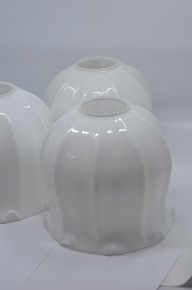Komplet 3 szklanych kloszy z okresu PRL | Styl Ćmielów | Polam | vintage | Set of 3 Vintage Glass Lamp Shades | Mid Century Modern Poland PRL 1960s 19