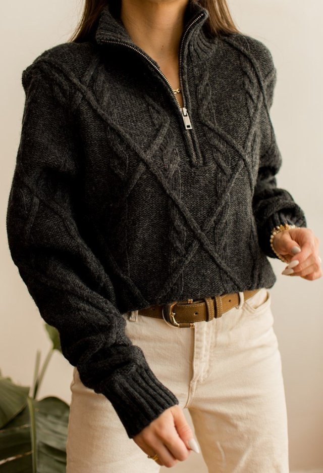 Grafitowy sweter S