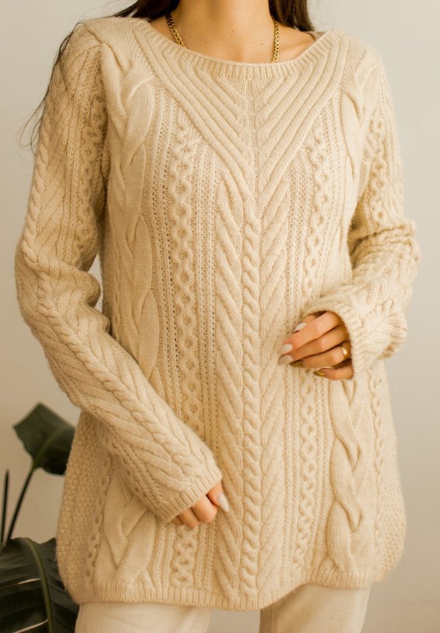 beżowy sweter M