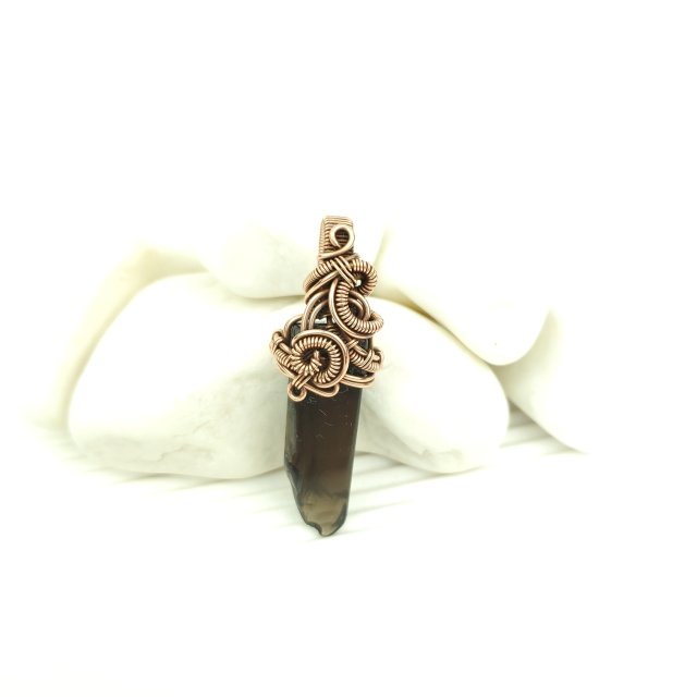 Kwarc dymny wisiorek wire wrapping