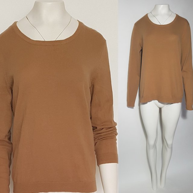 H&M BASIC klasyczny sweter bawełna camel Hv148