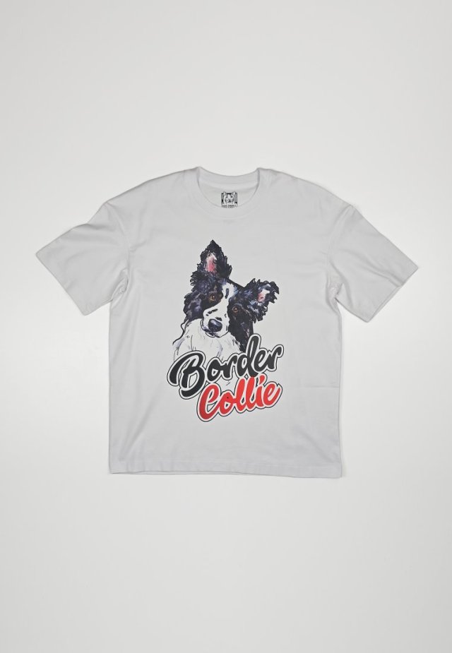 T-shirt - PIES BORDER COLLIE - unisex / large- BIAŁA