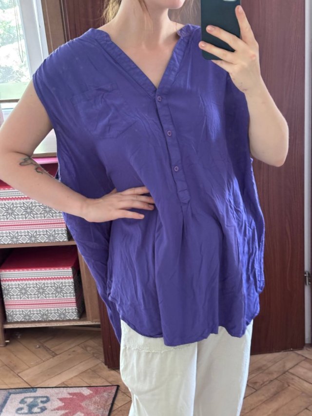 Fioletowa luźna bluzka koszula Avenue plus size 30/32 oversize
