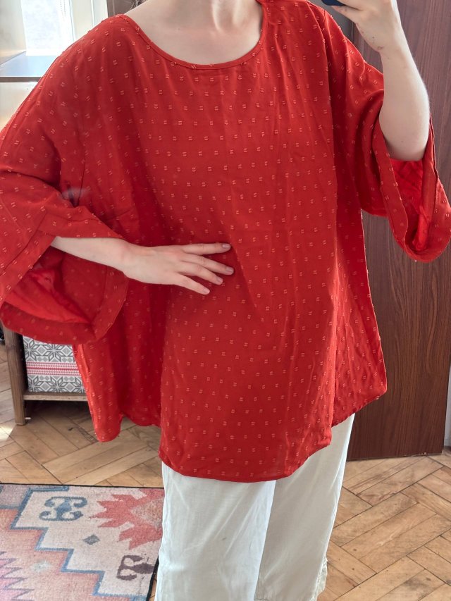 Czerwona bluzka BloomChic US 28 EU 58 Plus Size oversize wzór