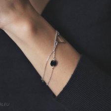 Rhodium Plated Two Holes Round Tag Bracelet