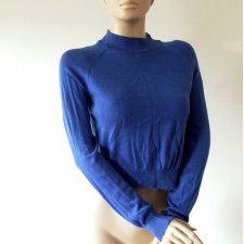 Słodki krótki kobaltowy retro sweterek