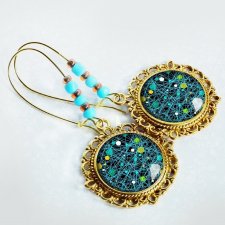golden azure - wytworne kolczyki stylowe ozdobne
