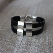 Czarna bransoletka unisex skóra