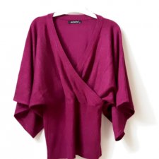 Kaszmir kimono L/XL sweter jedwab fuksja