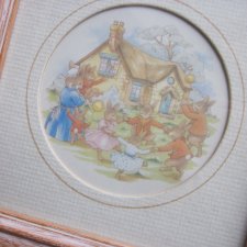 BUNNYKINS  1988 ROYAL DOULTON  -  BEATRIX POTTER - ELEGANCKO OPRAWIONY  OBRAZEK Z BAJKI BEATRIX POTTER