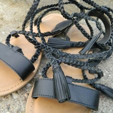 ASOS 38 SKÓRA NATURALNA * RZYMIANKI * JEZUSKI * PLECIONE CZARNE