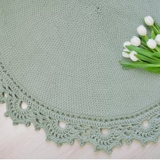 GRUBY DYWAN SZNURKOWY Z KORONKĄ 130cm