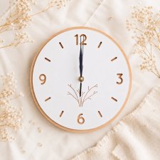 Drewniany zegar ścienny "white", średnica 26cm, z litego drewna, biały, boho, rustykalny ekologiczny
