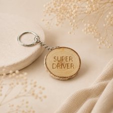 Drewniany breloczek do kluczy "super driver", dla taty, na dzień ojca, dla mamy na dzień matki, zabawne gadżety na prezent, upominek, zadani