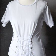 T-shirt NEW LOOK wiązanie gorset biel bawełna S M
