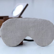 Maska z lnu do spania, beżowa opaska na oczy, regulowana