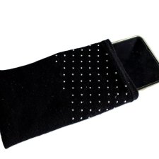 ETUI TELEFON czarne srebrne drobinki