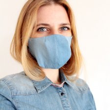 solidna Maseczka damska profilowana dwuwarstwowa bawełniana dwustronna jeans denim