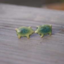 Ceramiczne kolczyki "Zielone świnki Piggy"