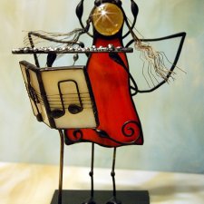 Aniołek witrażowy 3D flecistka/flecista
