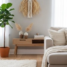Makrama na ścianę ze sznurka i rafii naturalnej MS0121